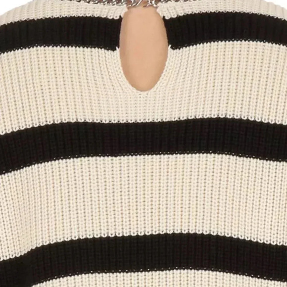 THE KOOPLES Striped black & off-white sweater. Heavy metallic detail size 2X. - Picture 3 of 12